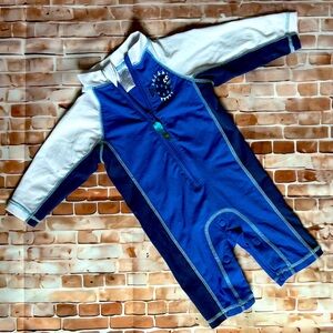 One Step Ahead Sun Smarties Baby Zip/Snap Rash Guard UPF 50+ Surf Suit (12 Mos)